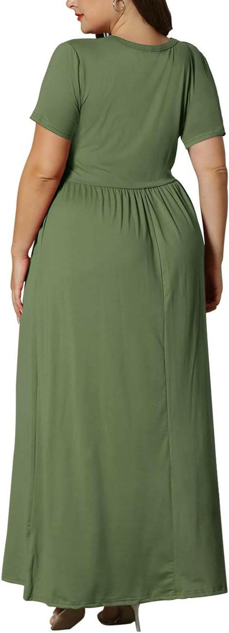 Women’S plus Size Maxi Dresses for Curvy Women Summer Casual Short Sleeve Long Dress with Pockets.