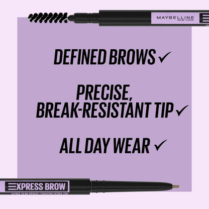 Express Brow Ultra Slim Eyebrow Makeup, Brow Pencil with Precision Tip and Spoolie for Defined Eyebrows, Soft Brown, 1 Count.