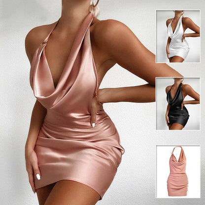 Sleeveless Backless Mini Dress.