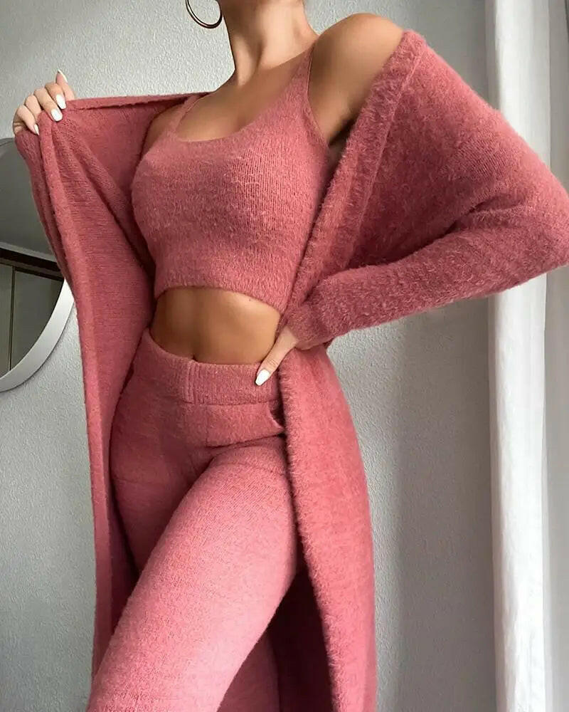 3-Piece Fuzzy Fleece Loungewear Set.