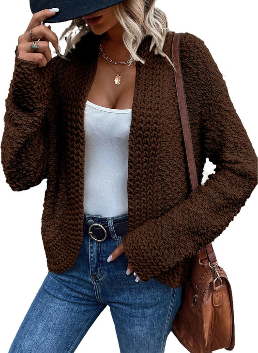 Women'S Sweaters Fashion Casual Open Front Long Sleeve Chunky Knit Cardigans Outerwear Coats.