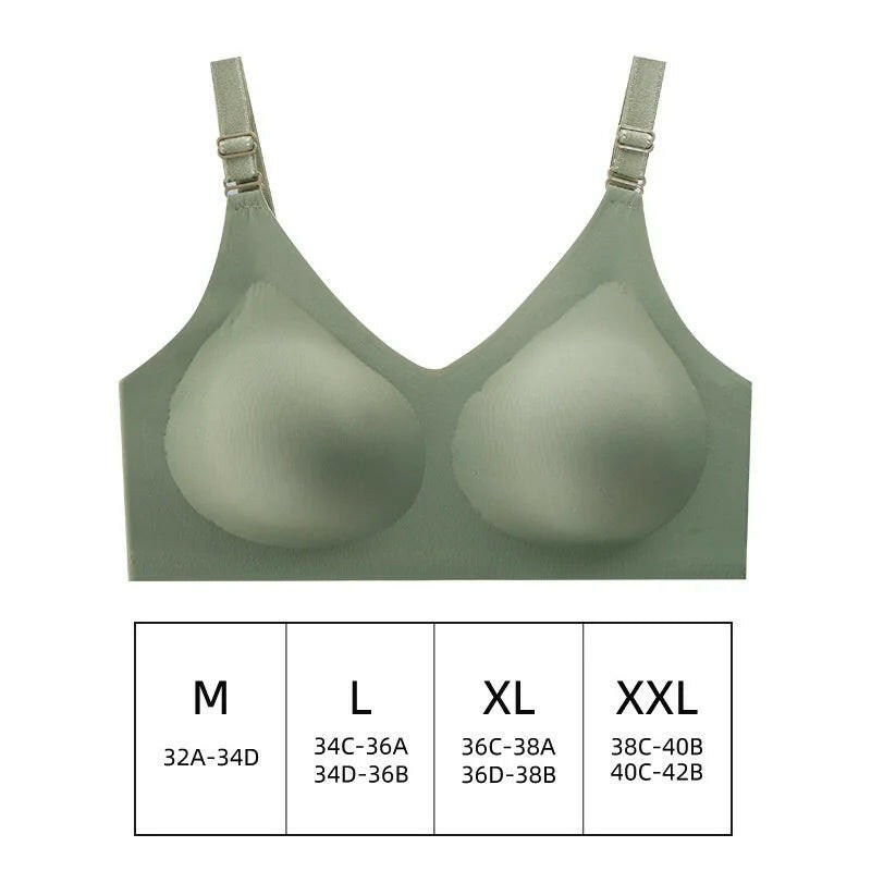 Women'S Seamless Bras Ladies Thin Style Jelly Color Soft Breastfeeding Bra Wireless Underwear Comfortable Lingerie Deep V Gather.