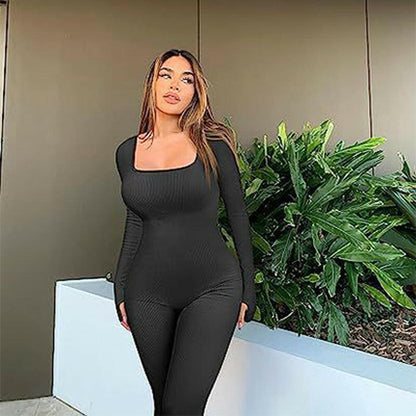 Women's Seamless Long-Sleeve Yoga Jumpsuit.