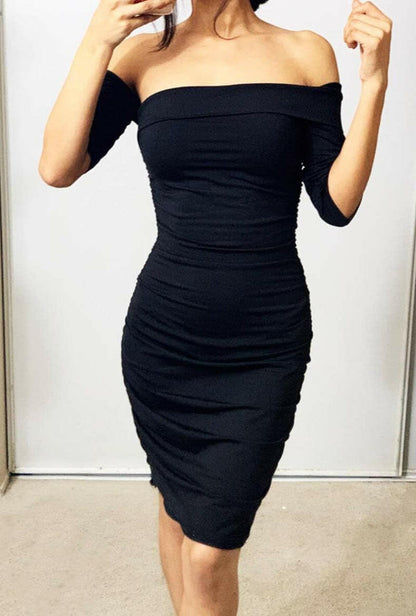 Women'S Summer Short Sleeve Sexy Bodycon Ruched Mini Party Dress.