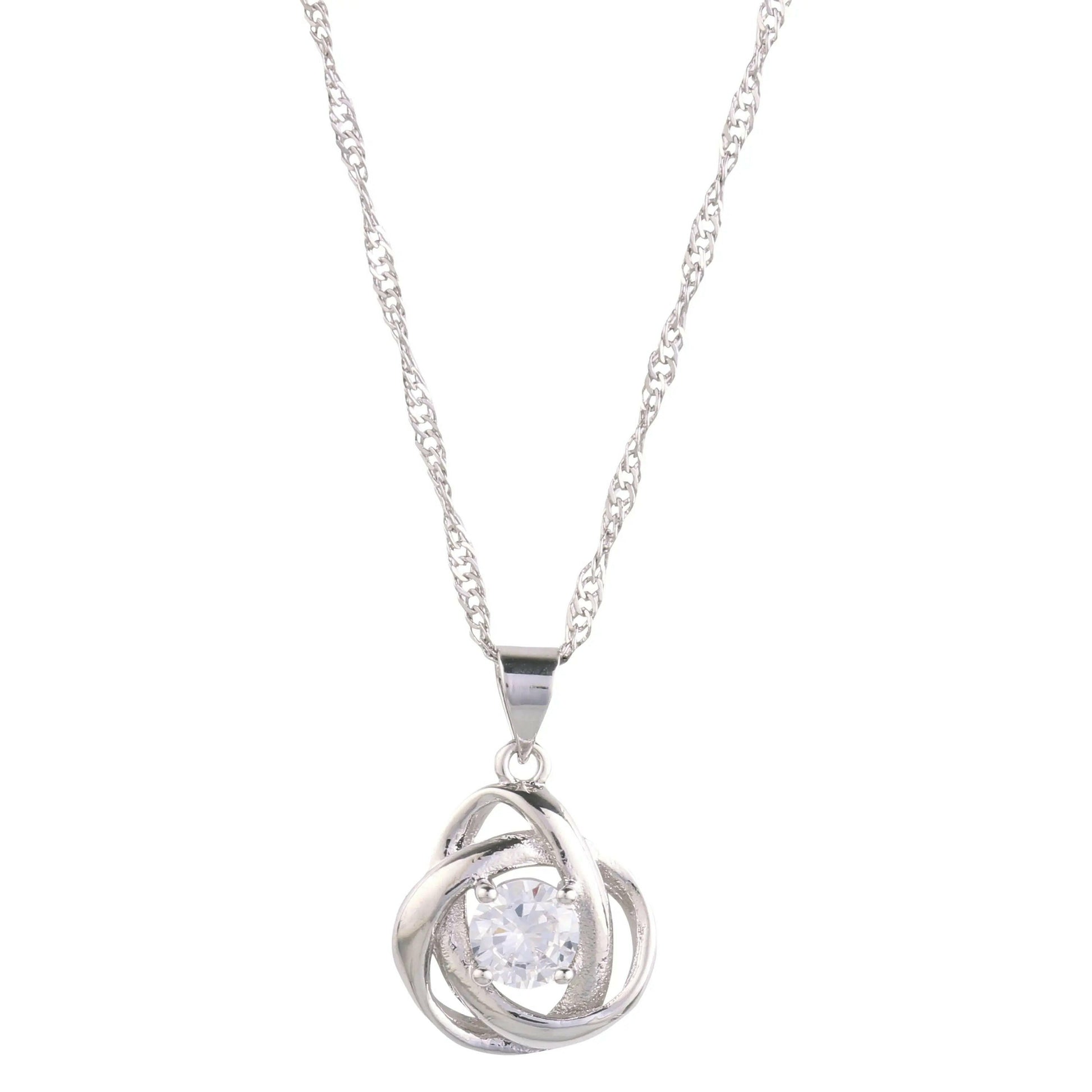 Round Knot Pendant Necklace with Cubic Zirconia.