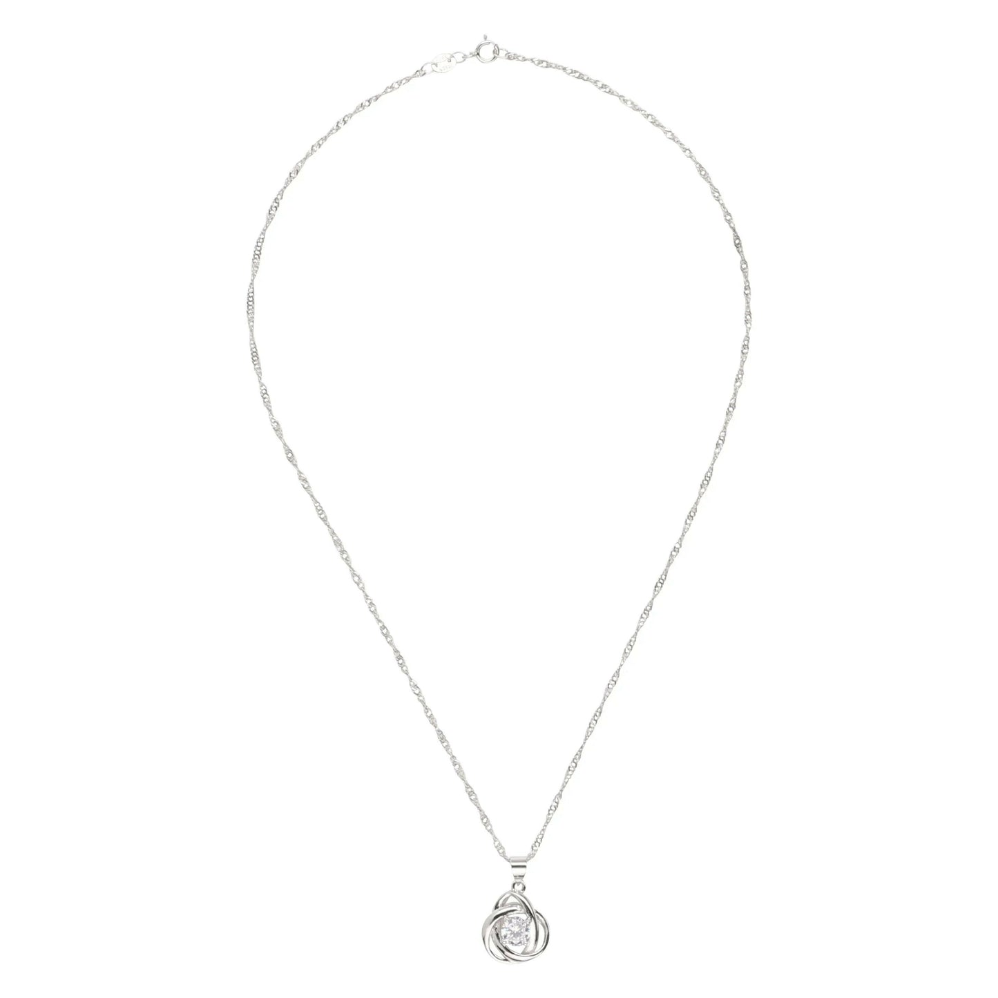 Round Knot Pendant Necklace with Cubic Zirconia.