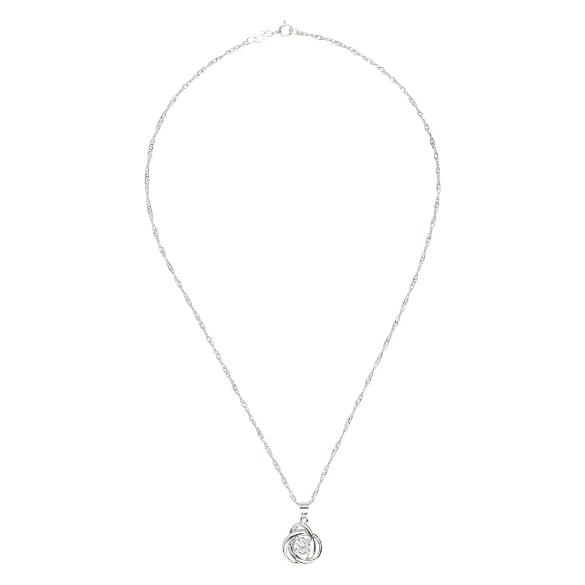 Round Knot Pendant Necklace with Cubic Zirconia.