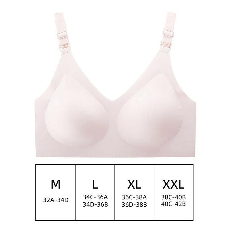 Women'S Seamless Bras Ladies Thin Style Jelly Color Soft Breastfeeding Bra Wireless Underwear Comfortable Lingerie Deep V Gather.