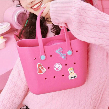 [Holiday Special] Barbie Lunch Bag for Women - Cute Crocs Design, Durable Lunch Tote Bags for Girls, Suitable Size in Pink, Pale Pink, and Blue with Handle, Ideal for School, Work, and Barbie Daylight Shiny Series.