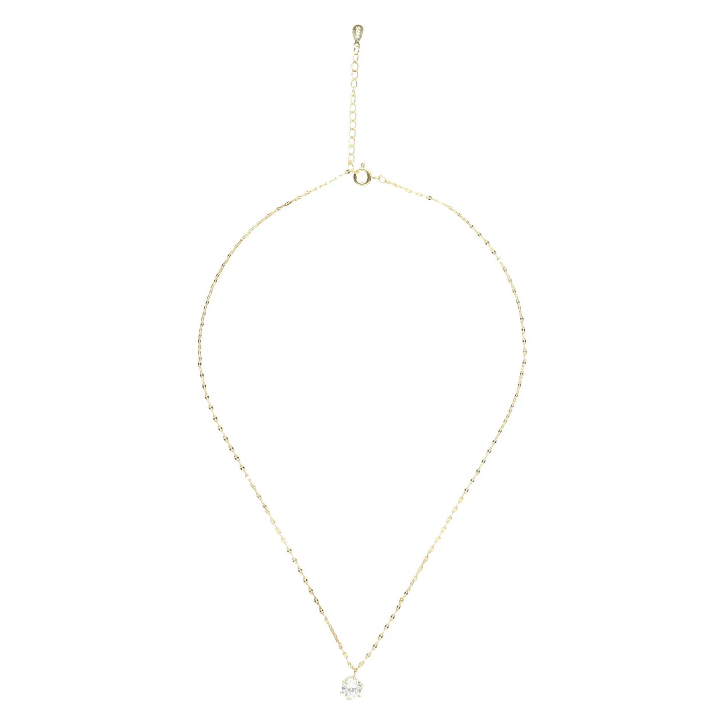 14K Gold Plated Solitaire Necklace.