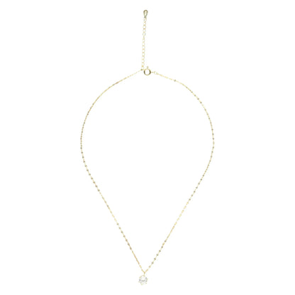 14K Gold Plated Solitaire Necklace.