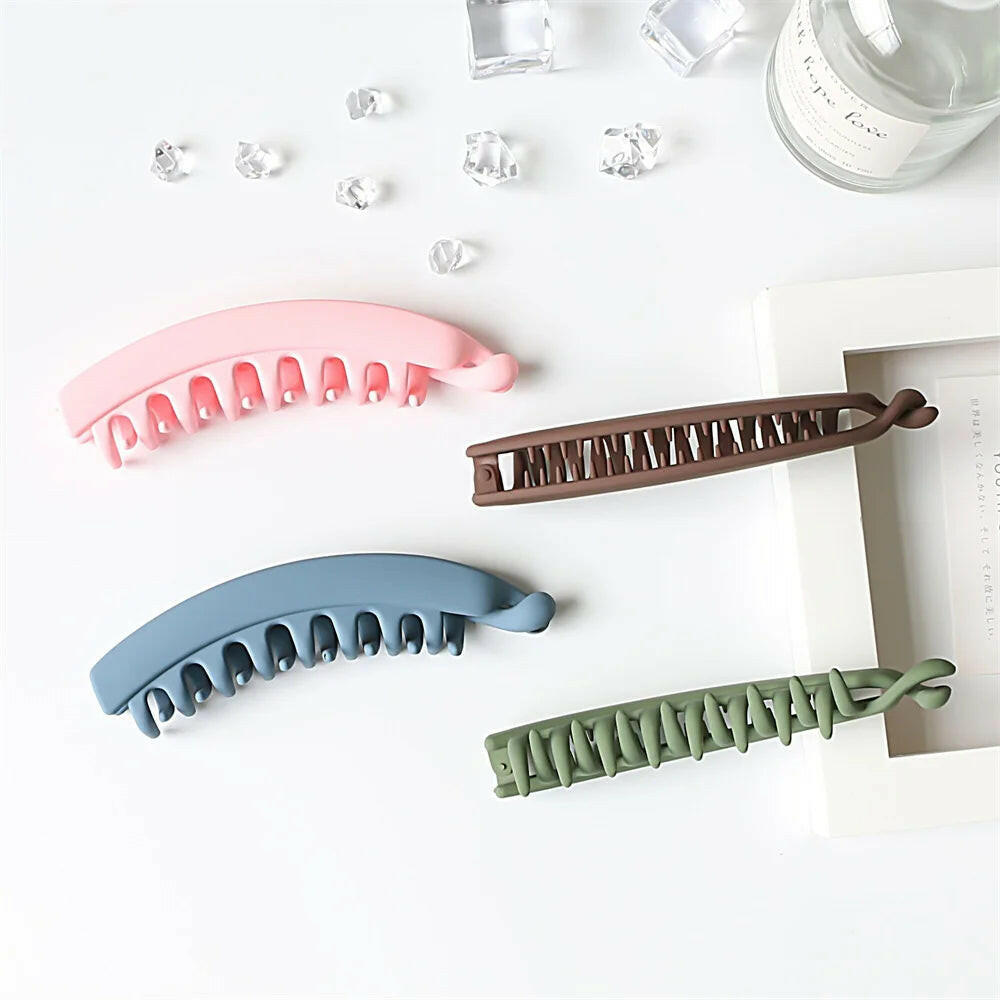 Frosted Solid Color Banana Hair Clips – Fashion Ponytail Barrettes & Hair Claws for Women.