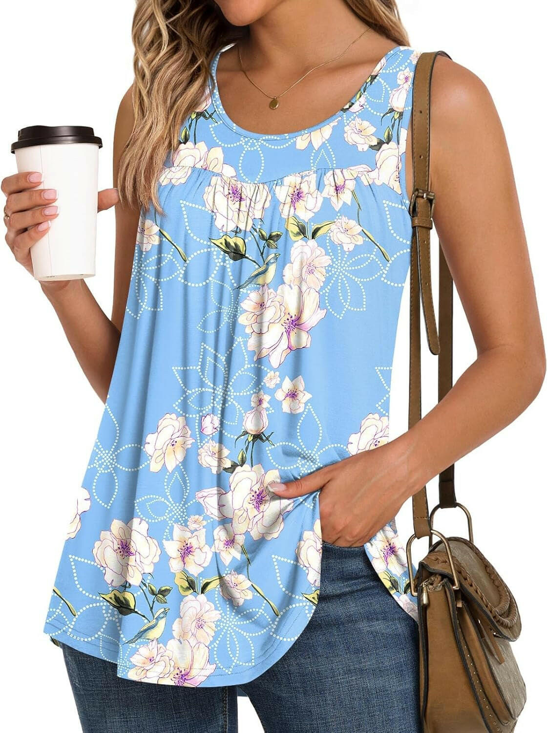 Women'S Tank Tops 2025 Summer Tunics Casual Sleeveless Shirts Ladies Loose Fit Blouses S-4XL.