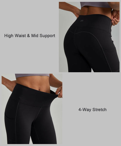 Anti-Nail Leggings for Women, Non-See-Through Yoga Pants with Phone Pockets, Tummy Control Full-Length/Capri Tights.