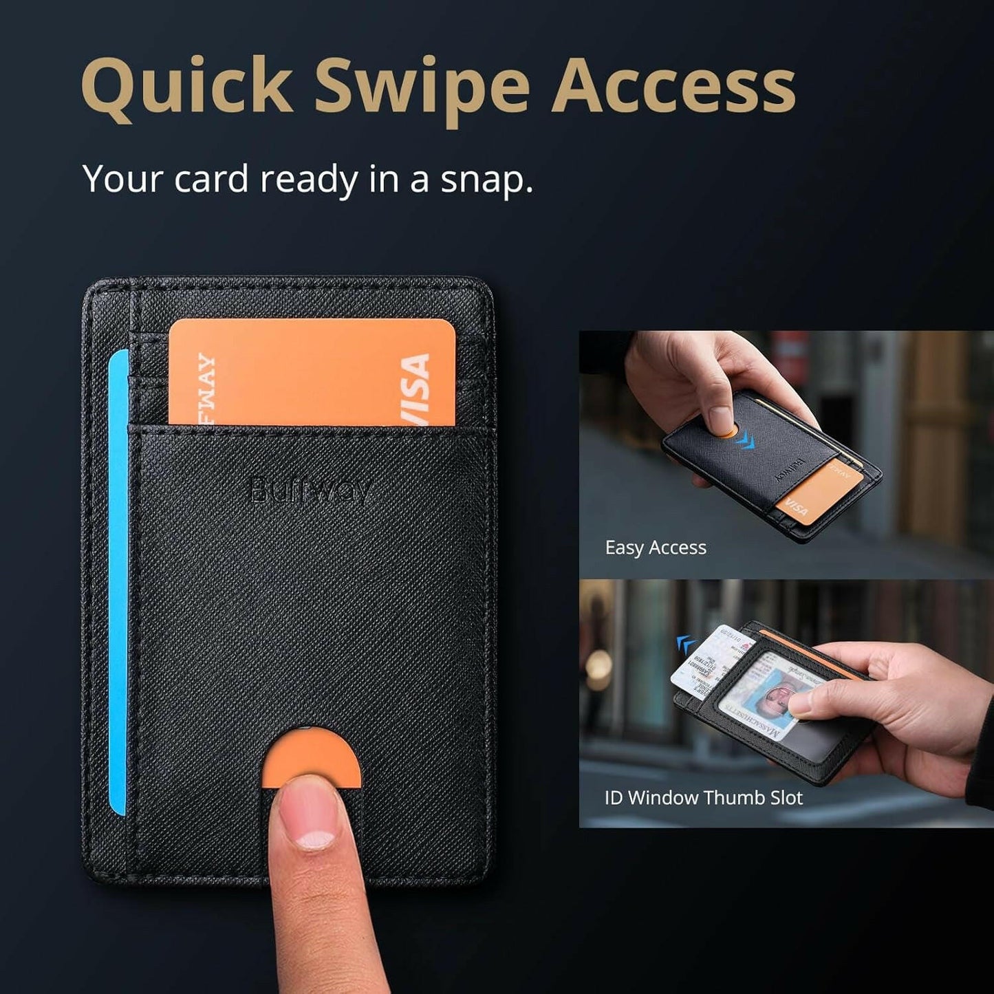 Slim Minimalist Front Pocket RFID Blocking Leather Wallets for Men and Women.