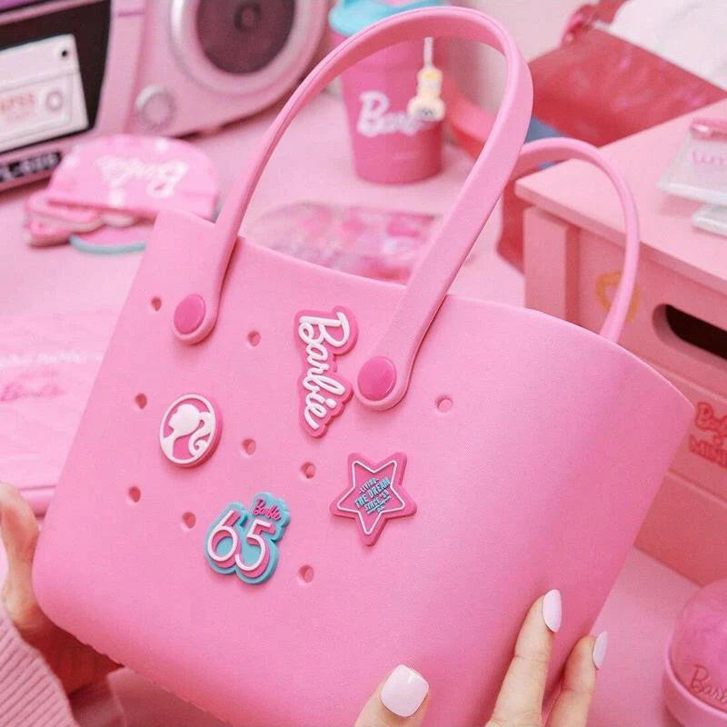 [Holiday Special] Barbie Lunch Bag for Women - Cute Crocs Design, Durable Lunch Tote Bags for Girls, Suitable Size in Pink, Pale Pink, and Blue with Handle, Ideal for School, Work, and Barbie Daylight Shiny Series.