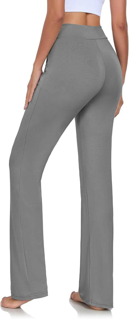 Womens Yoga Pants with Pockets Straight-Leg Loose Comfy Modal Drawstring Lounge Running Long Active Casual Sweatpants.