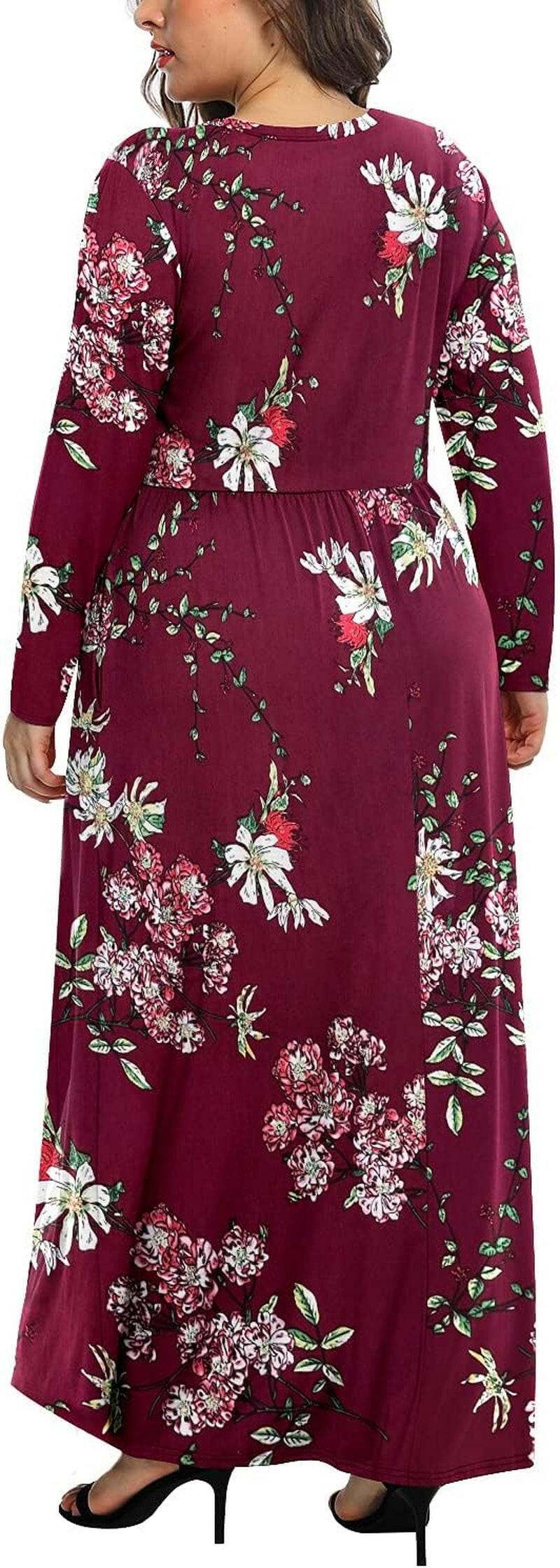 Women'S plus Size Maxi Dresses for Curvy Women Long Sleeve Casual Dress.