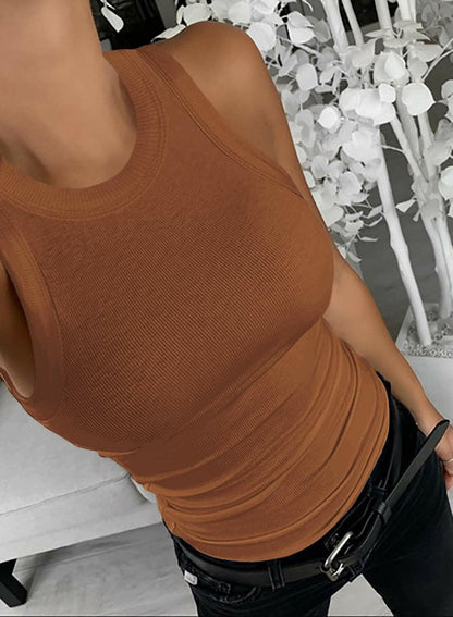 Women'S Slim Knit Sleeveless Racerback Casual Basic Ribbed Tank Tops Vest.