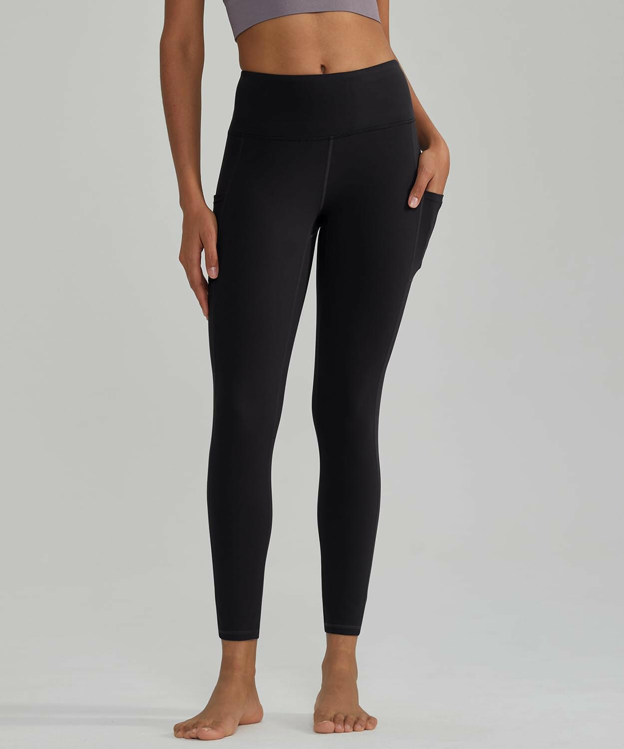 Anti-Nail Leggings for Women, Non-See-Through Yoga Pants with Phone Pockets, Tummy Control Full-Length/Capri Tights.