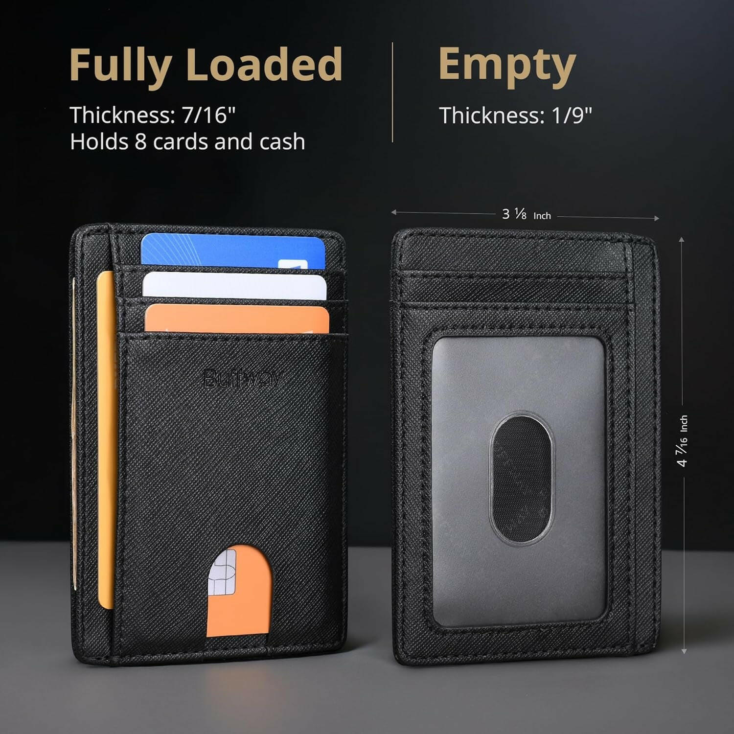 Slim Minimalist Front Pocket RFID Blocking Leather Wallets for Men and Women.