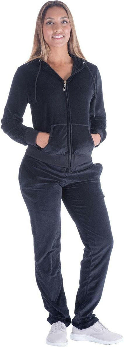 Velour Tracksuit Womens 2 Pieces Joggers Outfits Jogging Sweatsuits Set Soft Sports Sweat Suits Pants.