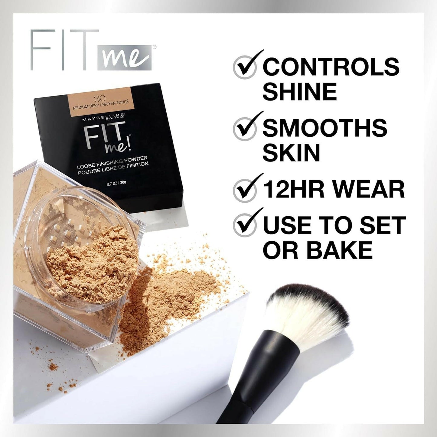 Fit Me Loose Setting Powder, Face Powder Makeup & Finishing Powder, Light Medium, 1 Count.