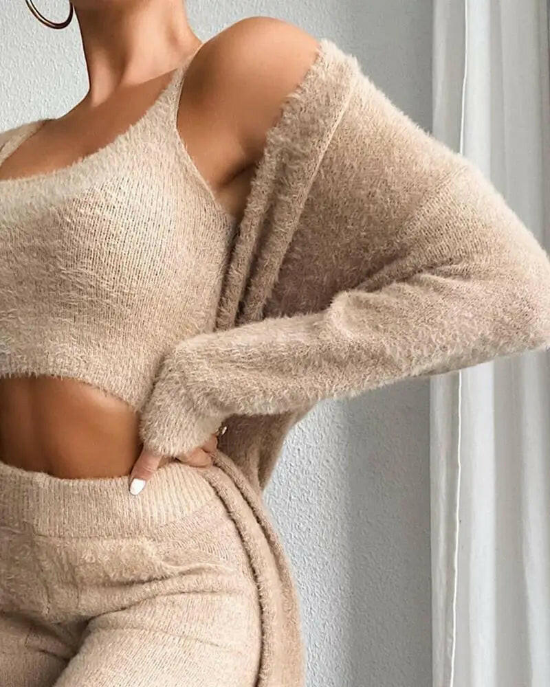 3-Piece Fuzzy Fleece Loungewear Set.