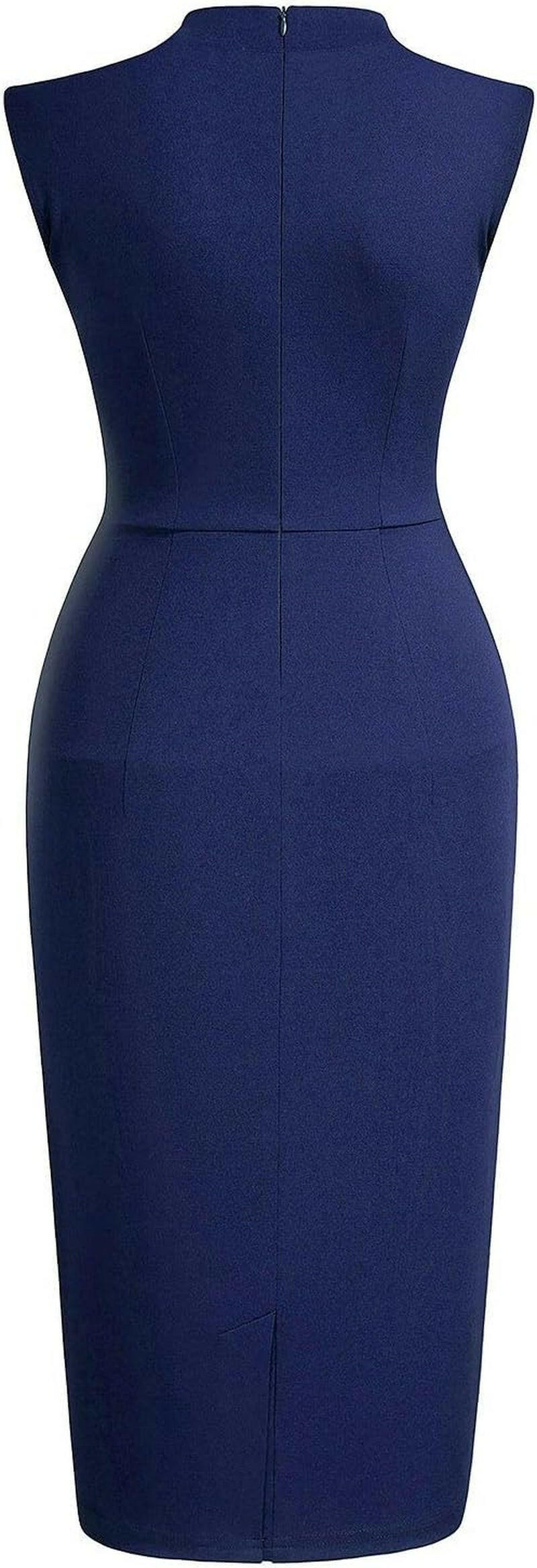 Women'S Retro 1950S Style Half Collar Ruffle Cocktail Pencil Dress.