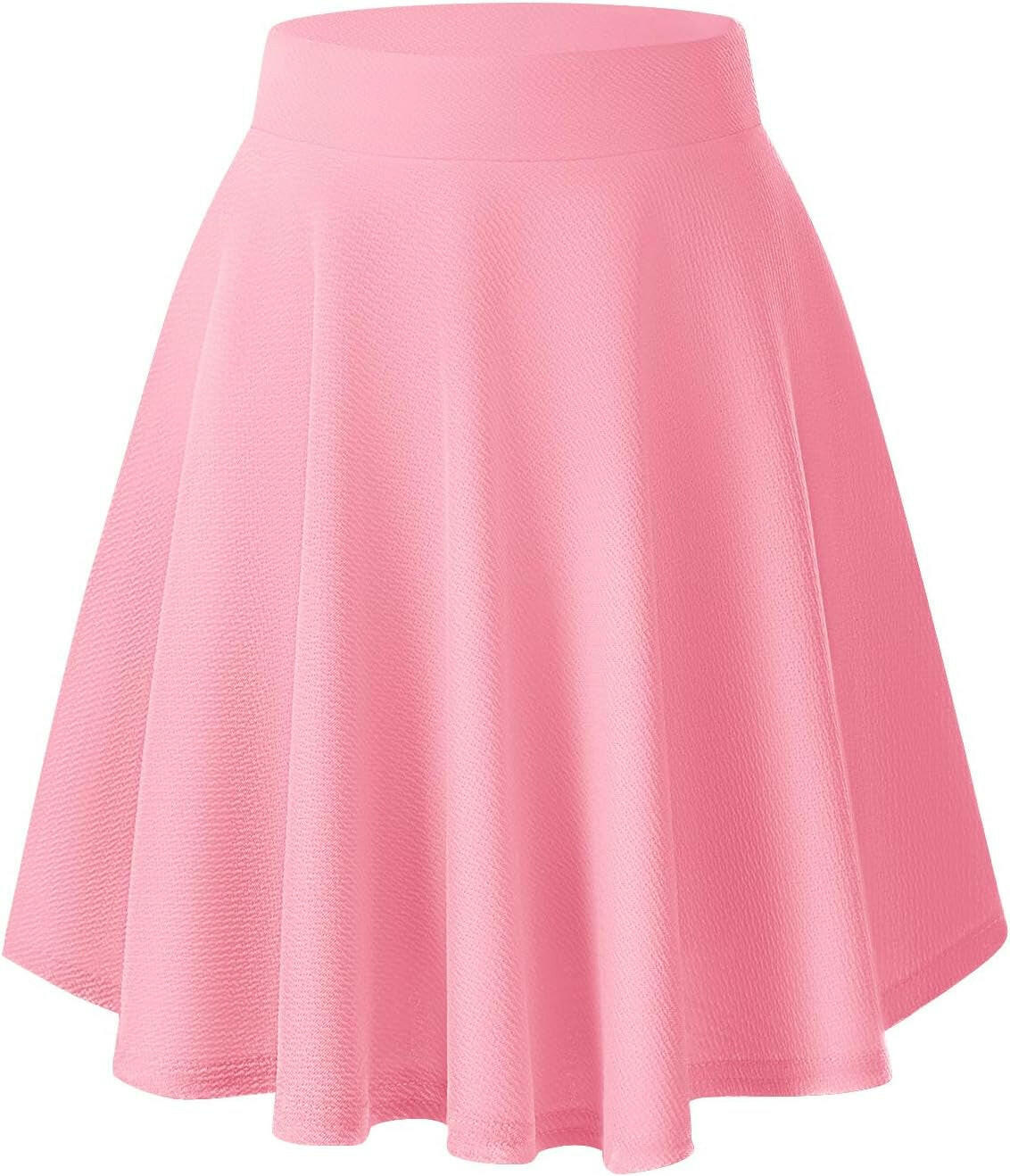 Women'S Basic Midi Skirt Versatile Stretchy Flared Casual High Waisted Skirt.