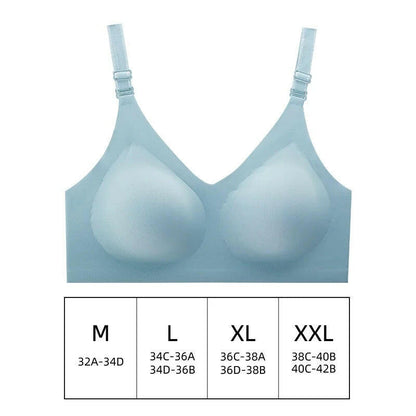 Women'S Seamless Bras Ladies Thin Style Jelly Color Soft Breastfeeding Bra Wireless Underwear Comfortable Lingerie Deep V Gather.