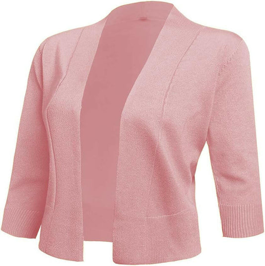 Women'S 3/4 Sleeve Cropped Cardigans Sweaters Jackets Open Front Short Shrugs for Dresses.