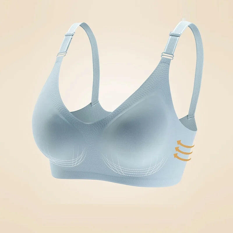 Women'S Seamless Bras Ladies Thin Style Jelly Color Soft Breastfeeding Bra Wireless Underwear Comfortable Lingerie Deep V Gather.