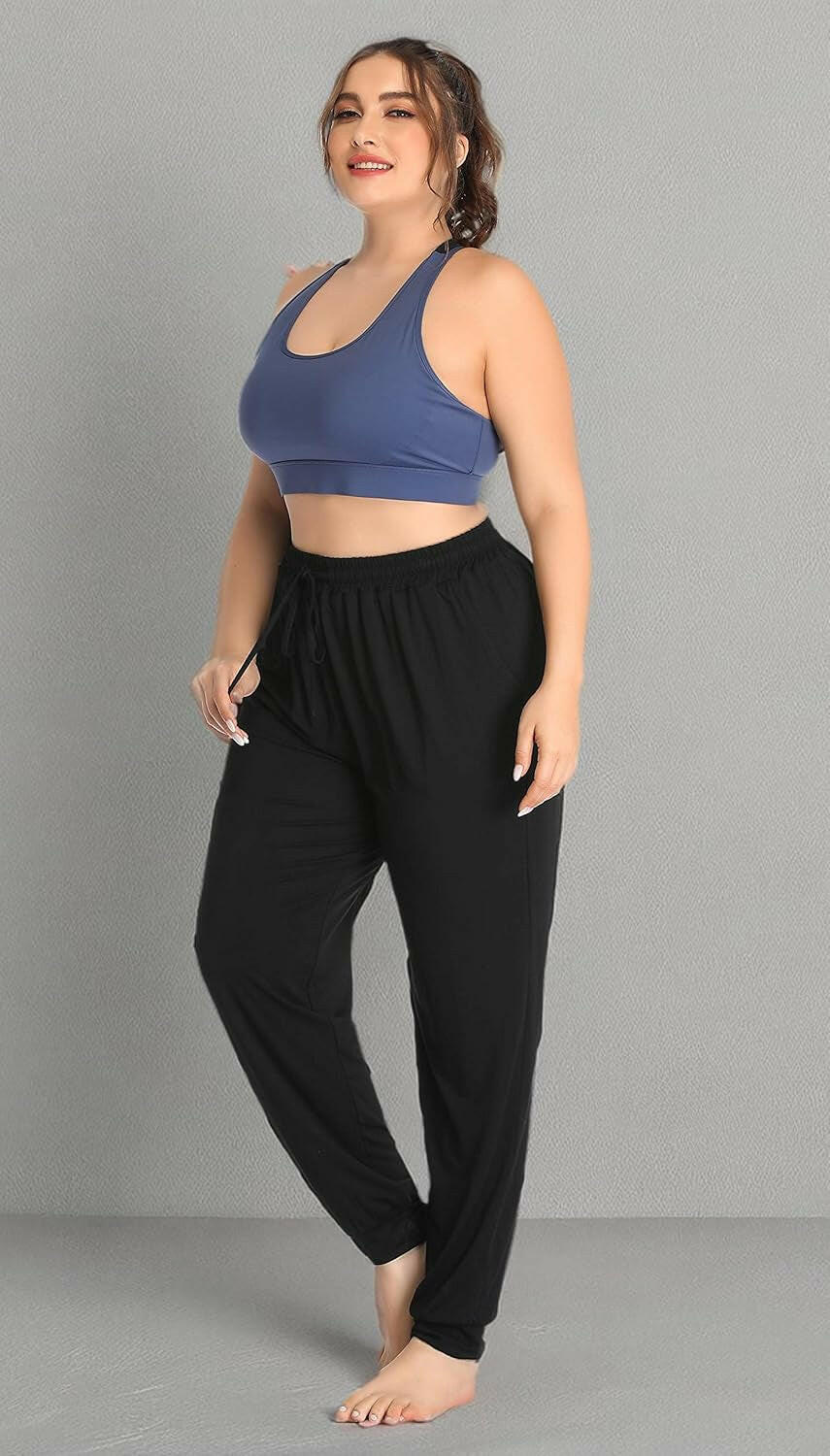 Women'S plus Size Casual Lounge Yoga Pants Comfy Relaxed Joggers Pants Drawstring with Pockets.