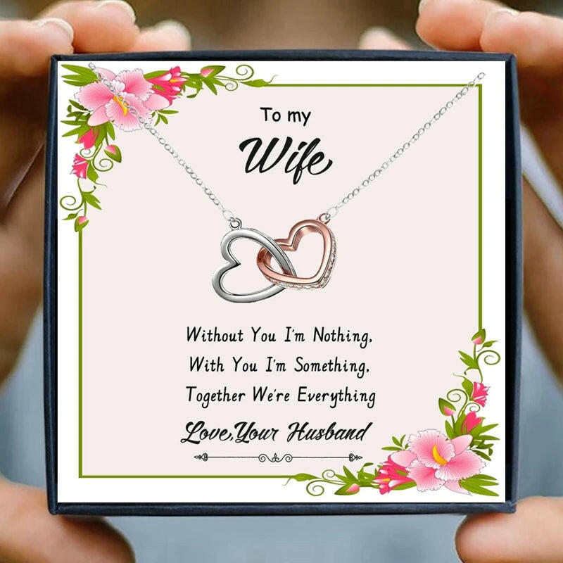 To My Soulmate Necklaces for Women Gift Heart Pendant Necklace Female Girl Crystal Infinity Necklace Gifts Wife Lovers Jewelry.