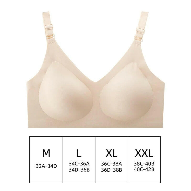 Women'S Seamless Bras Ladies Thin Style Jelly Color Soft Breastfeeding Bra Wireless Underwear Comfortable Lingerie Deep V Gather.