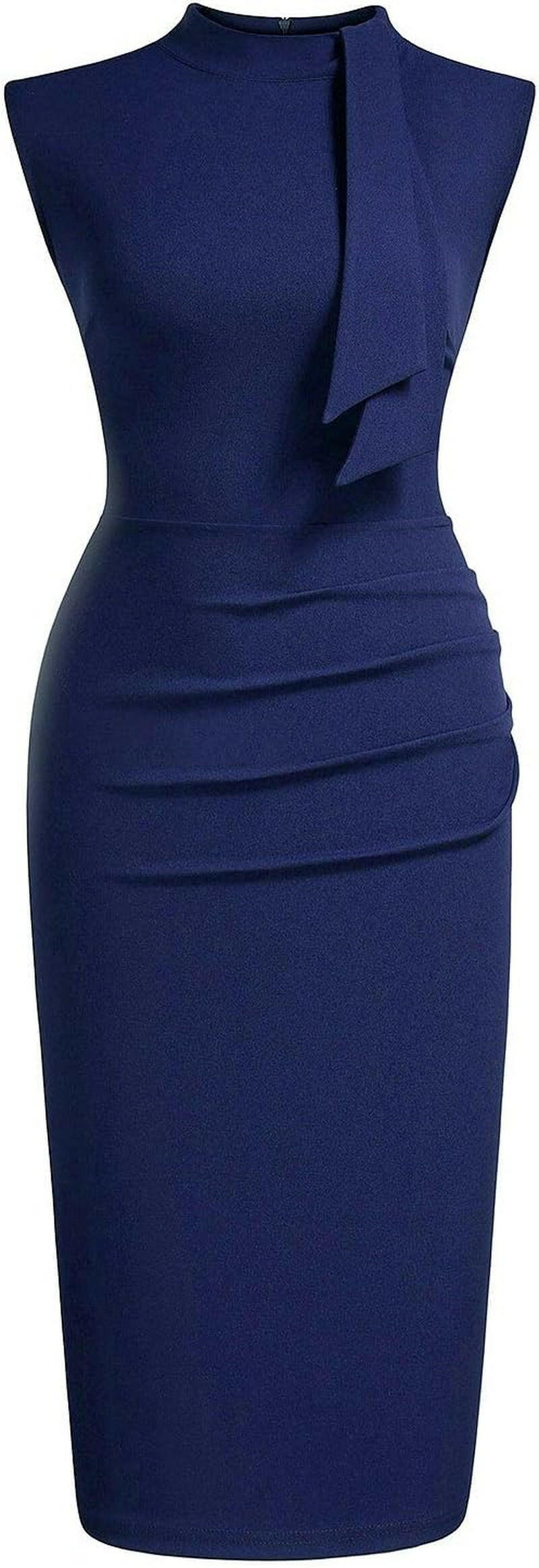 Women'S Retro 1950S Style Half Collar Ruffle Cocktail Pencil Dress.