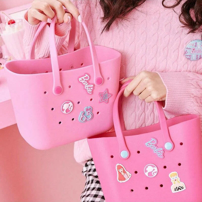 [Holiday Special] Barbie Lunch Bag for Women - Cute Crocs Design, Durable Lunch Tote Bags for Girls, Suitable Size in Pink, Pale Pink, and Blue with Handle, Ideal for School, Work, and Barbie Daylight Shiny Series.