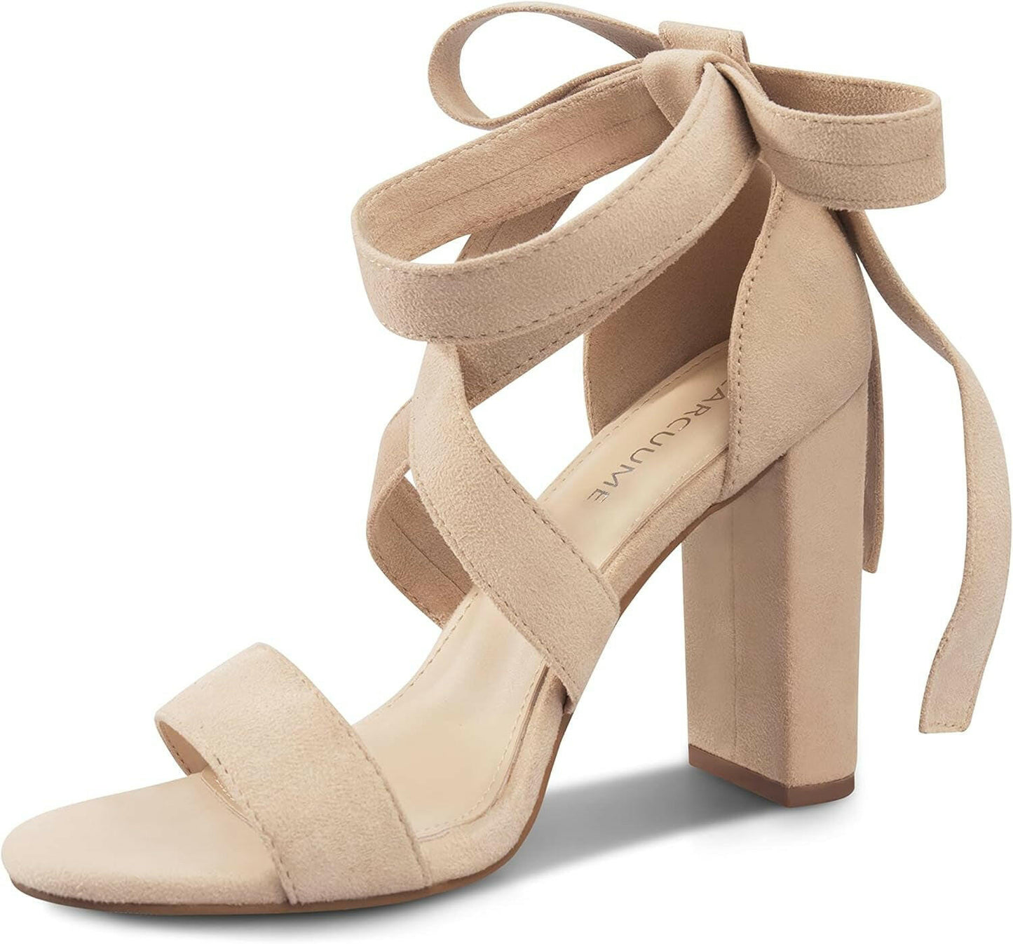 Strappy Heels for Women Chunky Heels High Heeled Sandals with Lace up Fahsion Casual Nude Block Heel Sandals.