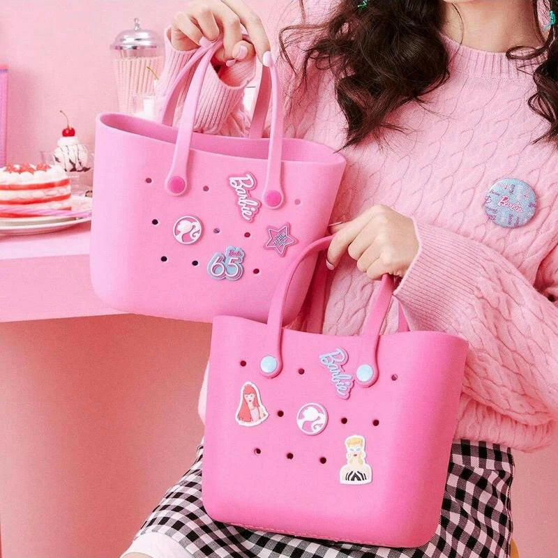 [Holiday Special] Barbie Lunch Bag for Women - Cute Crocs Design, Durable Lunch Tote Bags for Girls, Suitable Size in Pink, Pale Pink, and Blue with Handle, Ideal for School, Work, and Barbie Daylight Shiny Series.