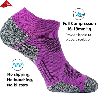 Unisex Cushioned Compression Athletic Ankle Socks Multipack.