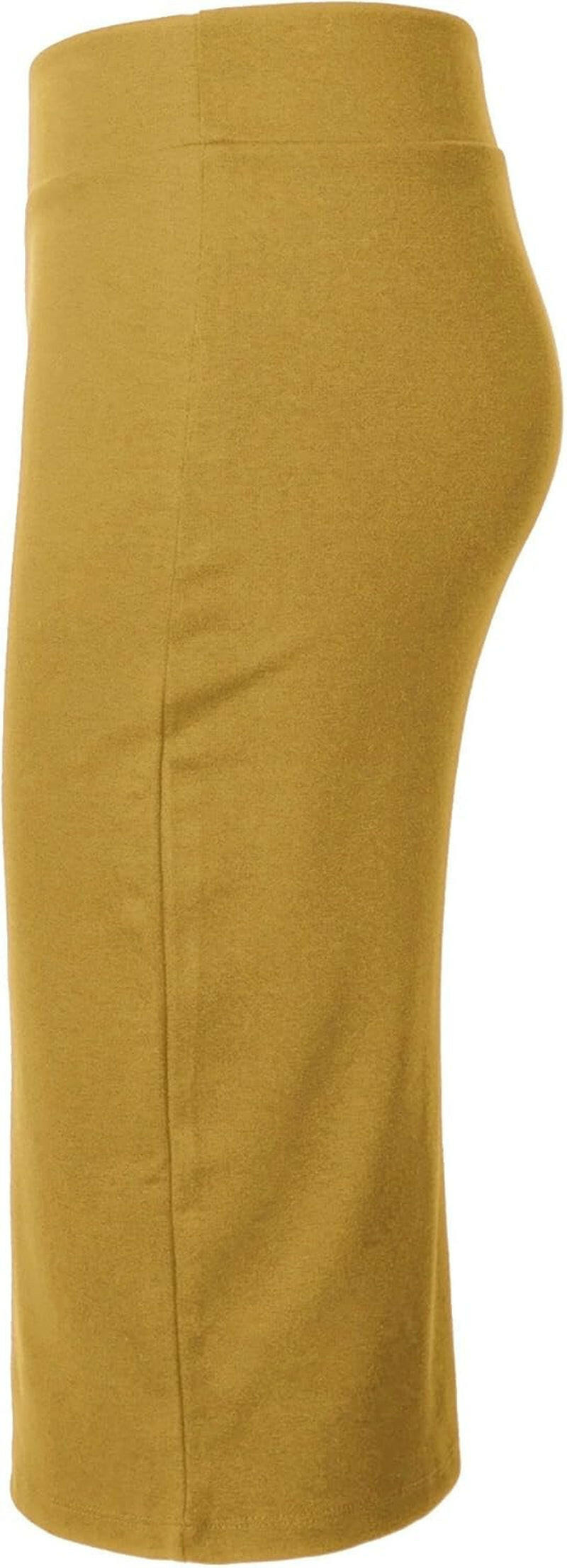 Women'S Elastic Waist Stretch Bodycon Midi Pencil Skirt.