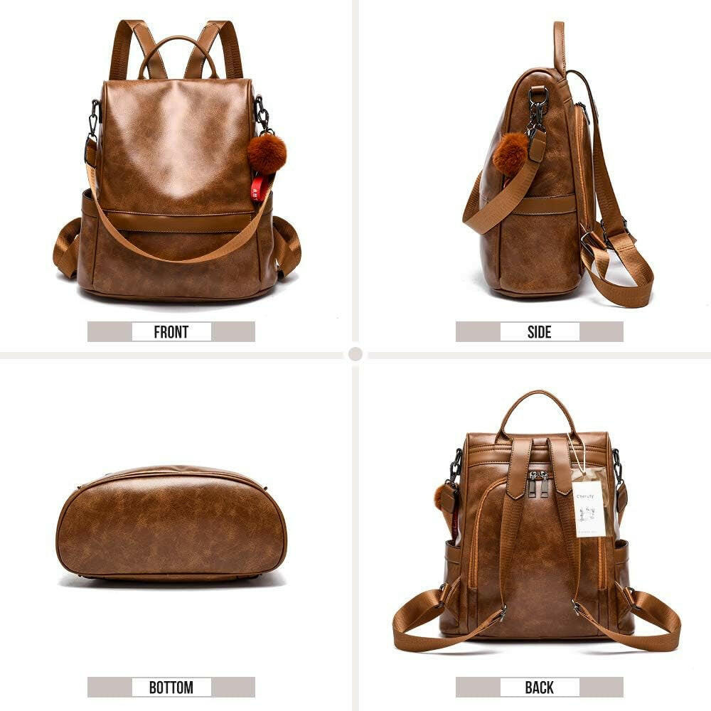 Women Backpack Purse PU Leather Anti-Theft Casual Shoulder Bag Fashion Ladies Satchel Bags.