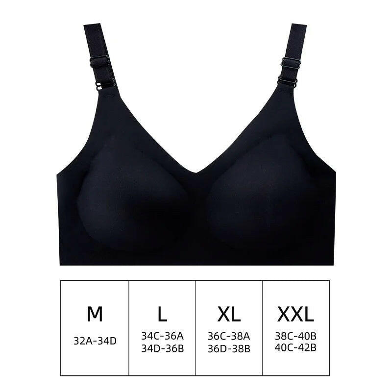 Women'S Seamless Bras Ladies Thin Style Jelly Color Soft Breastfeeding Bra Wireless Underwear Comfortable Lingerie Deep V Gather.