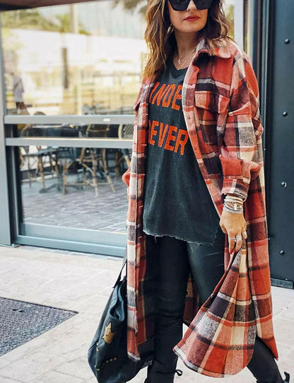 Women'S Flannel Plaid Shacket Fall Oversized Long Button down Shirt Jacket Shackets.