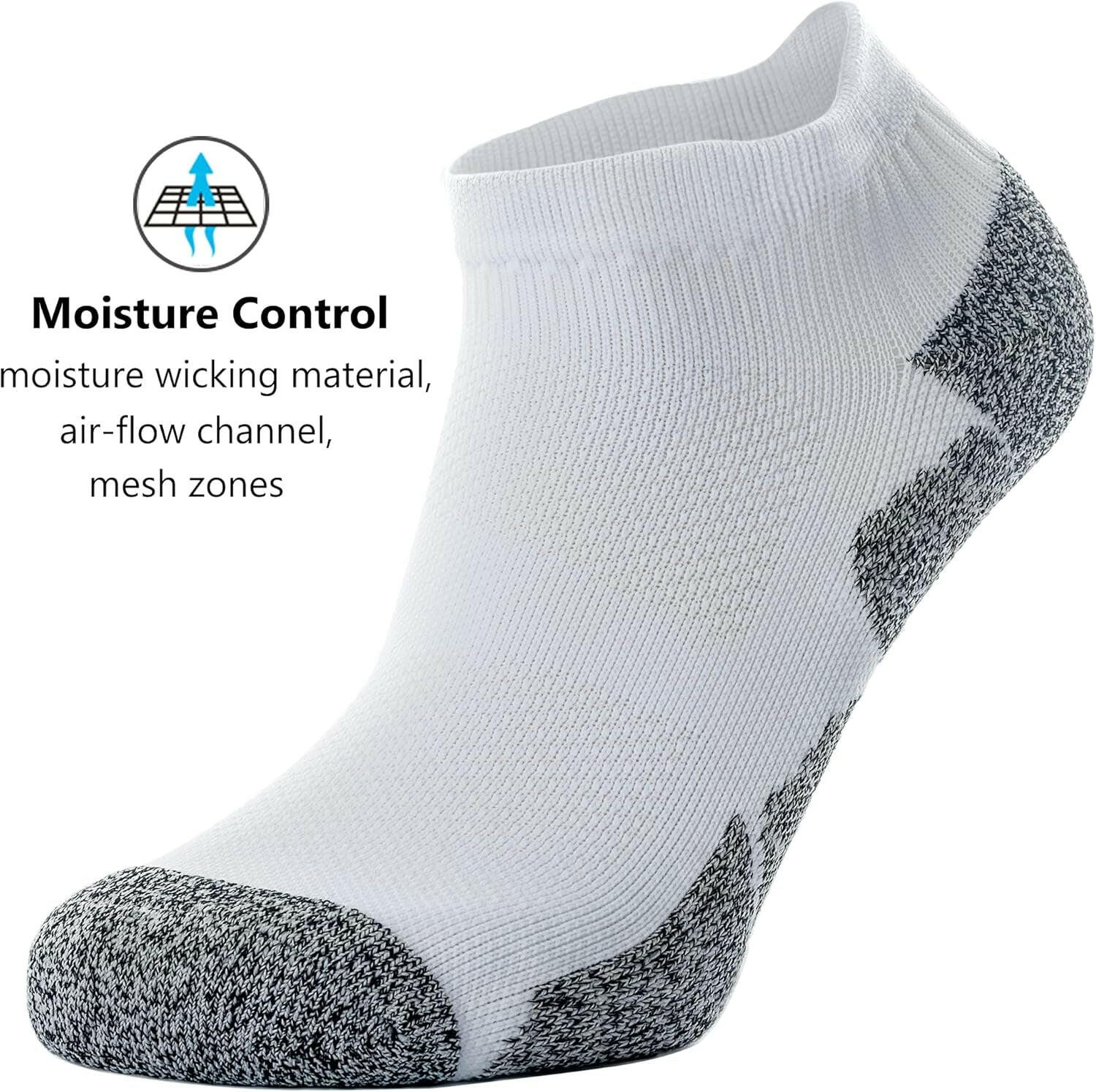 Unisex Cushioned Compression Athletic Ankle Socks Multipack.