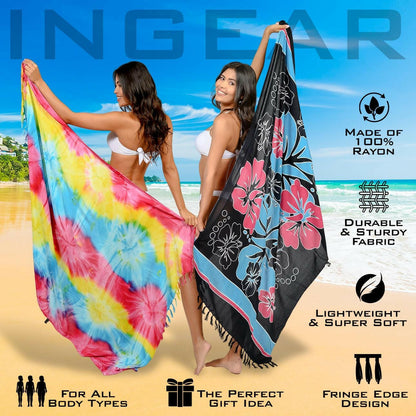 Sarong Bathing Suit Cover up for Women – Long Pareo Beach Wraps, Swimsuit Coverup Skirt, Stylish Bikini Cover Up.