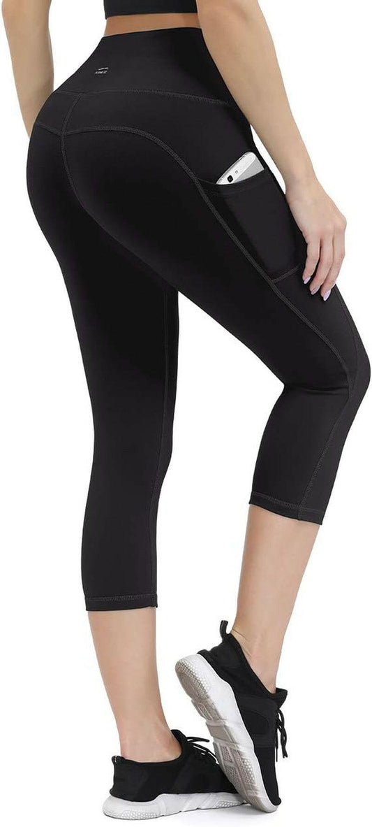 Anti-Nail Leggings for Women, Non-See-Through Yoga Pants with Phone Pockets, Tummy Control Full-Length/Capri Tights.