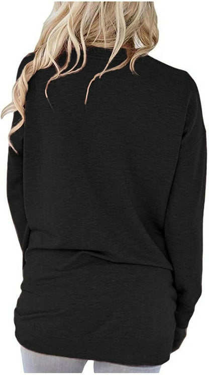 Womens Crewneck Sweatshirt Casual Loose Fitting Tops Long Sleeve T Shirt.