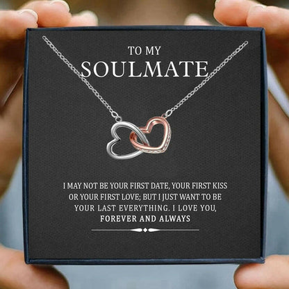 To My Soulmate Necklaces for Women Gift Heart Pendant Necklace Female Girl Crystal Infinity Necklace Gifts Wife Lovers Jewelry.